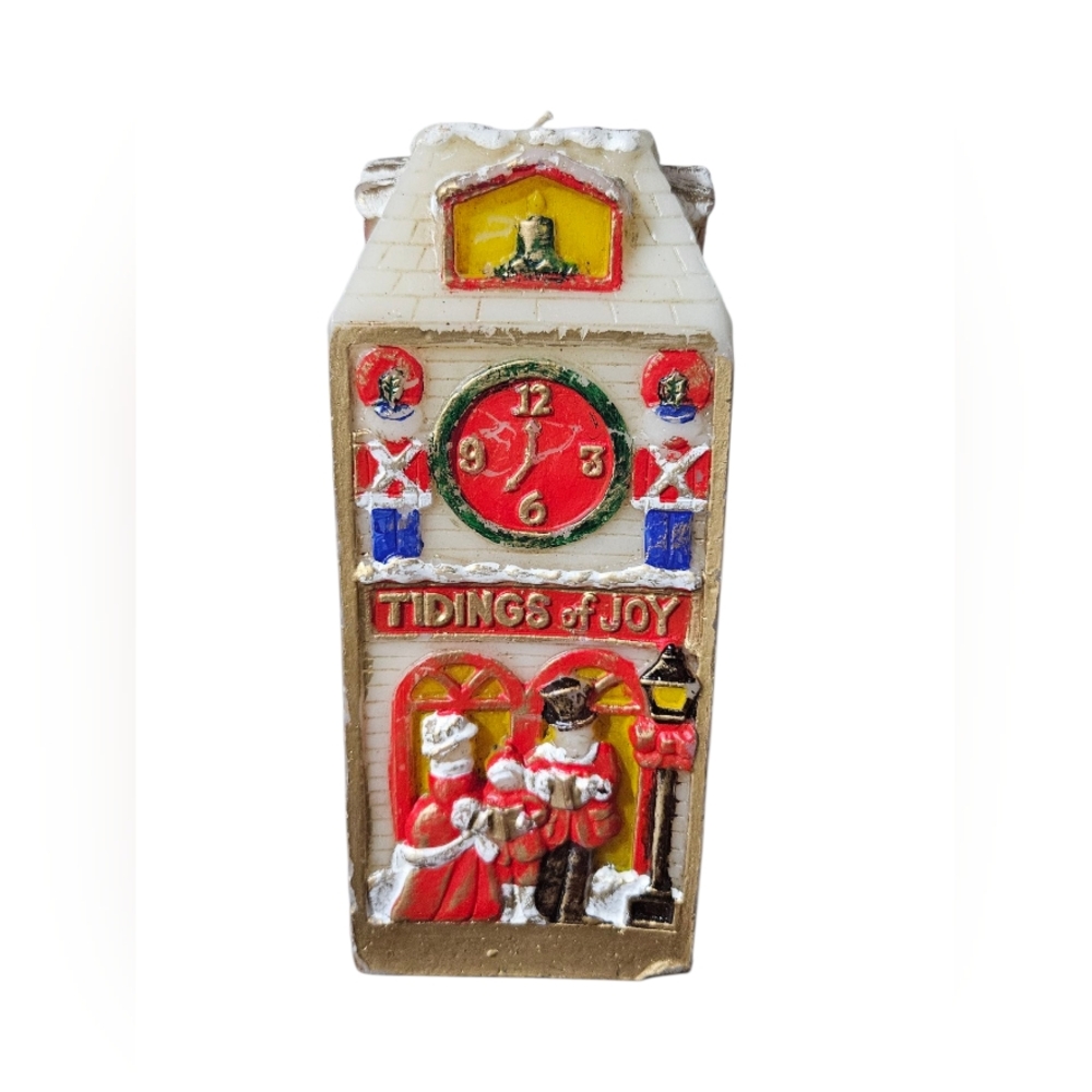 Vintage Carolina Designs Japan 9" Christmas Candle NOEL Sqaure Pillar 4 Sides